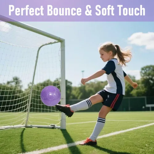 Miniatura 5 de Juego de pelota de fútbol con purpurina con inflador, tamaño 3, 4, 5, bolas de entrenamiento rosa dorado y morado para jóvenes, adolescentes