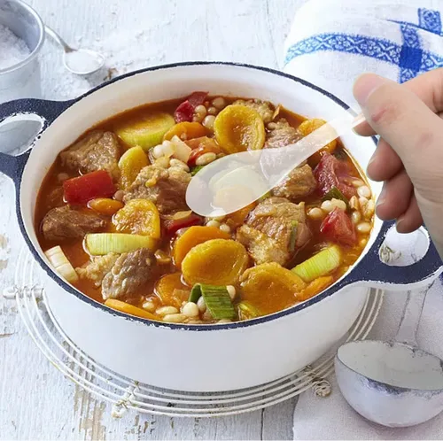 Miniatura 4 de Honbay - 60 cucharas de sopa de plástico desechables, cuchara blanca translúcida, cucharas de sopa asiáticas para natillas de huevo, pudín, avena