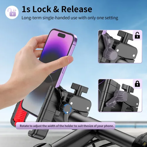 Miniatura 3 de Soporte de teléfono para bicicleta, [compatible con cámara] Soporte de teléfono de motocicleta para scooter eléctrico, montaña, moto de cross