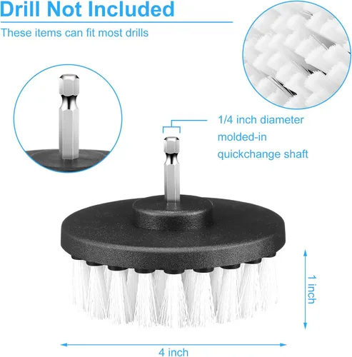 Miniatura 2 de Kit de limpieza de cepillo de taladro, juego de cepillos multiusos para taladro, cepillo de limpieza para taladro, superficies de baño, bañera
