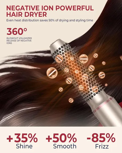 Miniatura 7 de UKLISS - Estilizador de cabello de aire caliente 6 en 1 con secador de pelo de alta velocidad de 110,000 rpm, cepillo de secado automático redondo