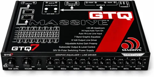 Miniatura 6 de Massive Audio EQ4 Ecualizador de audio para automóvil de 4 bandas - Ecualizador en el tablero con control de subwoofer, controlador de línea de 8
