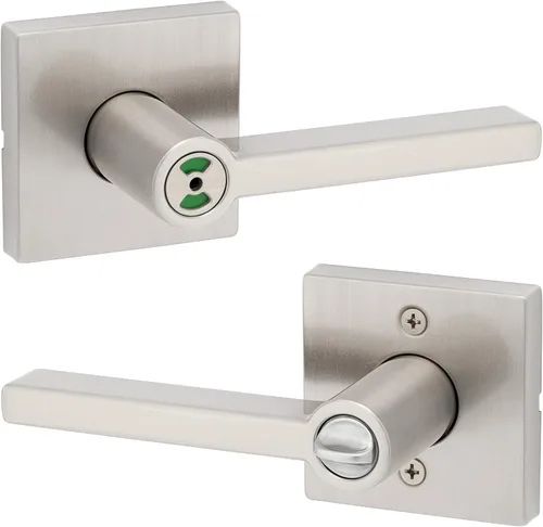 Miniatura 10 de Kwikset Halifax Manija interior de puerta de privacidad con cerradura, manija de puerta para baño y dormitorio, cerradura de botón de presión sin
