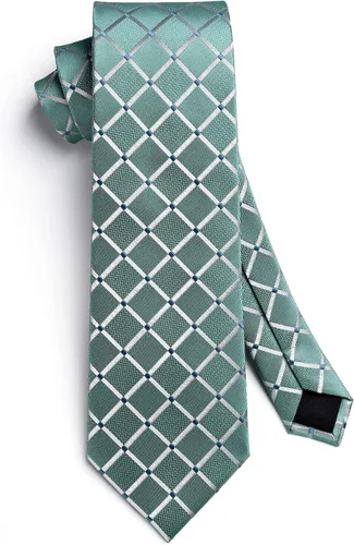 Miniatura 339 de HISDERN Conjunto de corbata a cuadros a cuadros pañuelo tejido clásico formal para hombre corbata y bolsillo cuadrado