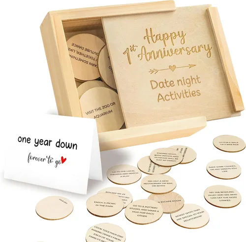 Regalos de un año de aniversario de madera STOFINITY para novio y novia - Regalos de madera de un año de aniversario para él o ella, primer regalo