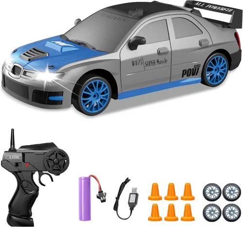 Miniatura 9 de Coche RC de Derrape 1/24 2.4GHz Coche de Control Remoto 4WD de Alta Velocidad con Luz LED y Neumáticos de Derrape Juguetes de Carreras para Niños
