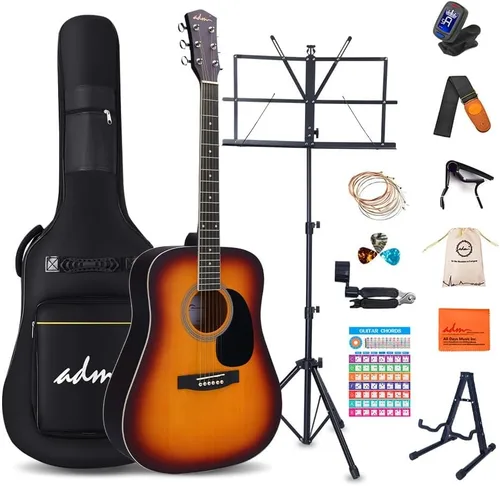 Miniatura 11 de ADM Dreadnought - Kit de guitarra acústica con lección gratuita para principiantes, adultos, adolescentes, tamaño completo, juego de iniciación