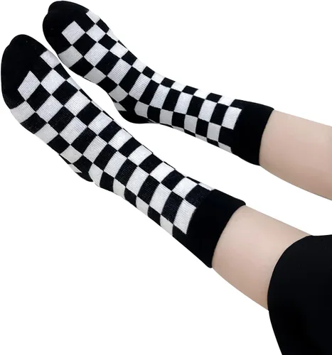Miniatura 6 de Calcetines tobilleros de algodón a cuadros para niñas y niños pequeños unisex