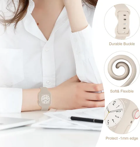 Miniatura 3 de Keebowz Funda Protectora de Silicona Compatible con Apple Watch de 38mm 40mm 41mm 42mm 44mm 45mm 46mm 49mm, Mujeres y Hombres, Correa Deportiva