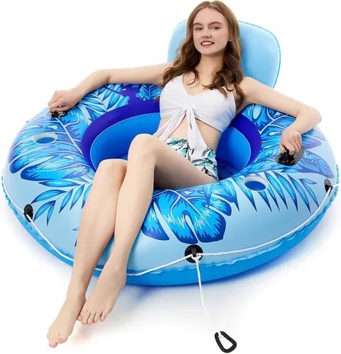 Miniatura 8 de Jasonwell Flotador inflable de tubo de río, flotador de río resistente, flotadores de piscina para lago, tubos de agua de primera calidad