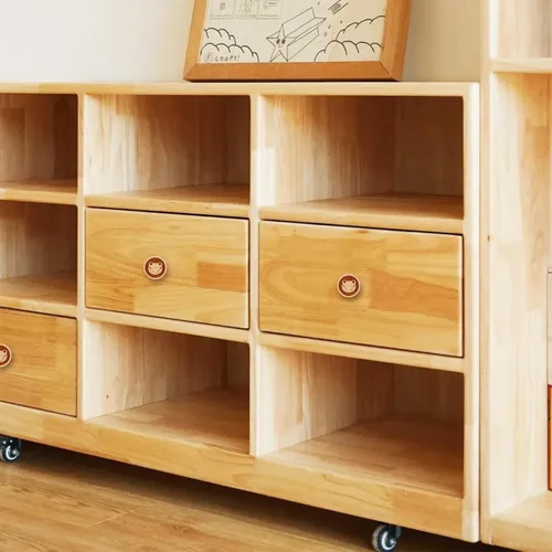 Miniatura 8 de Paquete de 6 pomos de madera de dibujos animados para armario de 1.57 pulgadas (1.575 in) para niños, pomos de cómoda y cajón para guardería