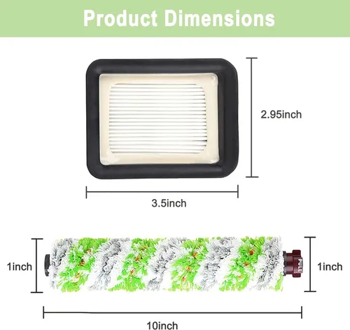 Miniatura 5 de Paquete de 8 piezas de repuesto para aspiradora Bissell CrossWave Pet Pro 2306A y CrossWave serie 1785 3888A, 4 rollos de cepillo 2460, 4 filtros