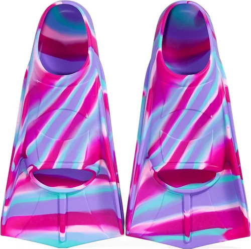 Miniatura 52 de Aletas de natación para niños, aletas cortas para niños y jóvenes, aletas de natación para entrenamiento de natación para niños, niñas, niños Azul
