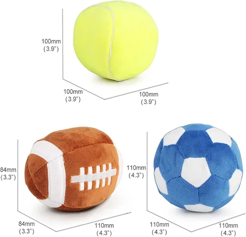 Miniatura 2 de Pelotas interactivas para perros, paquete de 2 pelotas de felpa chirriantes para perros, pelota de tenis, rugby para perros, pelota de juguete
