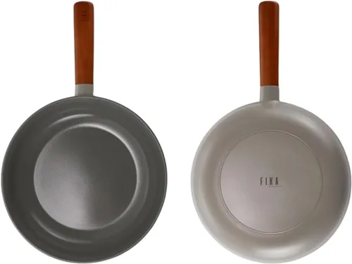 Miniatura 2 de FIKA Wok antiadherente de 10 pulgadas con mango de madera, utensilios de cocina compatibles con inducción de cocción saludable para todas