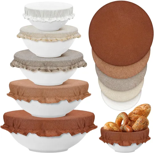 Miniatura 30 de Patelai 10 Pzs Cubiertas para Tazones Reutilizables en 5 Tamaños Tela Elástica de Tela Cubiertas Elásticas para Tazones de Almacenamiento de Varios