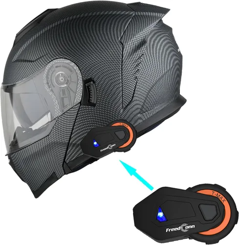 Miniatura 18 de 1Storm Casco modular de motocicleta para calle con doble visera abatible, protección solar de cara completa HJK920