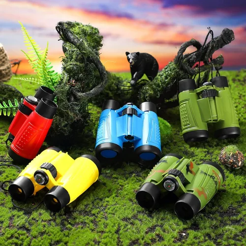 Miniatura 3 de Paquete de 25 prismáticos para niños de 6 años en adelante, con brújula y cuerda para el cuello, juego de regalo para acampar aventuras, recuerdos