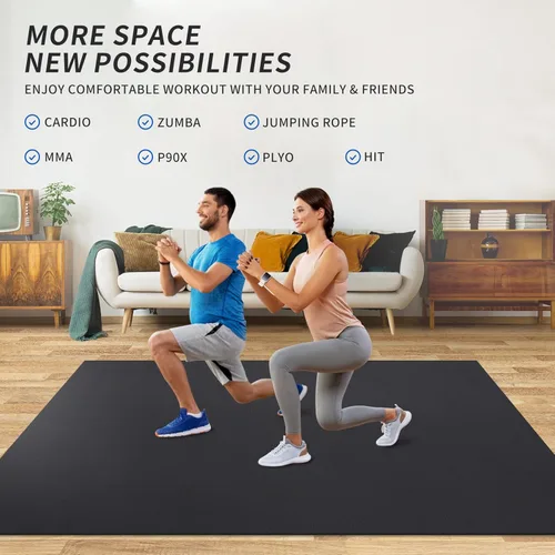 Miniatura 2 de MRO Extra Large Exercise Mat For Home Gym, 8'x4.5'/7'x4.5'/6'x4.5'(7mm) Workout Mats for Gym Flooring, Non-Slip, Extra Thick Durable Cardio Mat