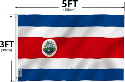 Miniatura 7 de ANLEY Fly Breeze - Bandera de Costa Rica de 3 x 5 pies, color vivo y a prueba de decoloración, cabecera de lona y doble costura, banderas