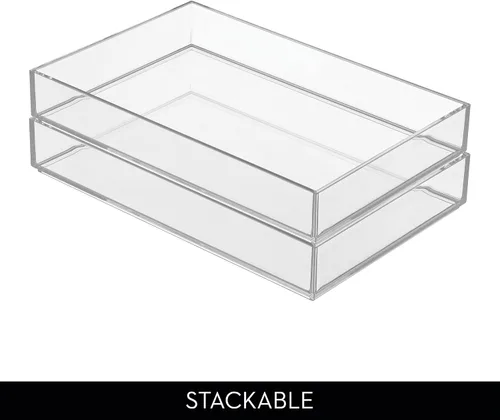 Miniatura 4 de Organizador Clarity de InterDesign para tocador, adecuado para cosméticos y productos de belleza, 8 x 12 x 2 pulgadas, transparente, Transparente