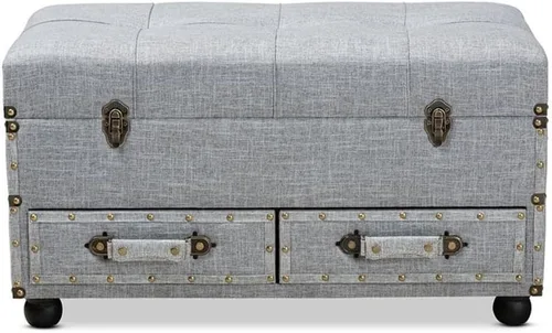 Miniatura 5 de BOWERY HILL Otomana tapizada gris con 2 cajones