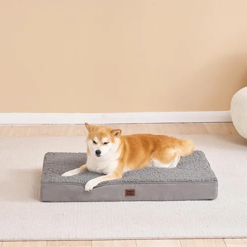 Miniatura 8 de EHEYCIGA Cama ortopédica de espuma para perros grandes, 35 pulgadas de largo x 23 pulgadas de ancho x 3.5 pulgadas de alto, gris claro