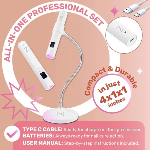 Miniatura 4 de M - GlamCure GO Lámpara de curado de uñas con tecnología Focus Beam, pantalla táctil - Luz LED y UV para uñas - Lámpara de curado para uñas de gel