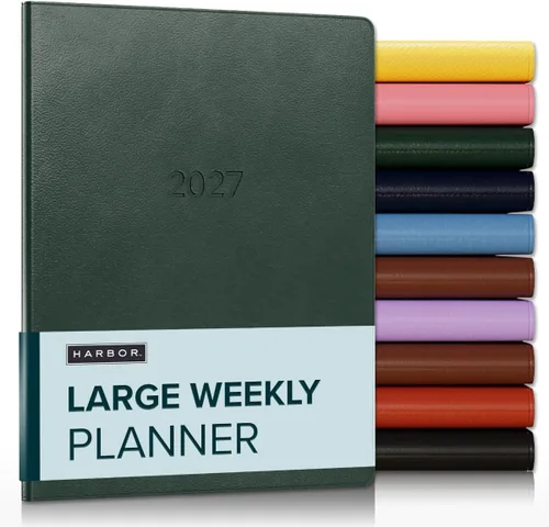 Miniatura 56 de Harbor Agenda semanal y mensual grande 2025-2026 – Agenda con calendario y cuaderno, piel sintética duradera, 192 páginas, tapa blanda