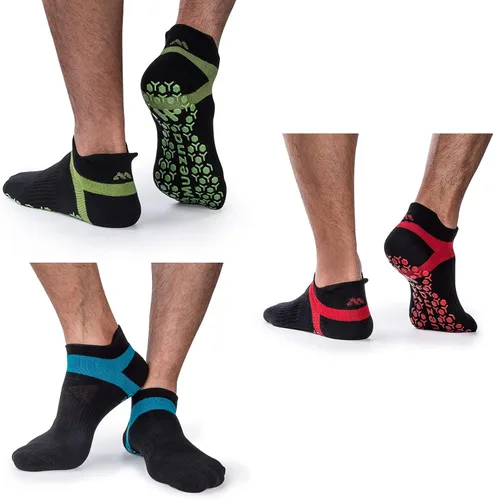Muezna Calcetines de yoga antideslizantes para hombre, para pilates, barras, Bikram Fitness Hospital con puños
