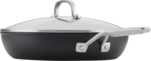 Miniatura 7 de KitchenAid Sartén antiadherente de inducción anodizada dura con tapa, 12.25 pulgadas, negro mate