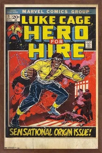 Miniatura 10 de Trends International Marvel Comics Luke Cage - Hero for Hire Cover #1 Wall Poster, 22.4L x 14.7W, Barnwood Framed Version