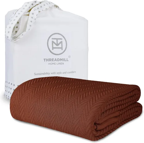 Miniatura 14 de Threadmill Home - Manta de lino de tamaño King, 100% algodón, color blanco, con diseño espiga., Algodón, Plateado, gemelo Gris claro