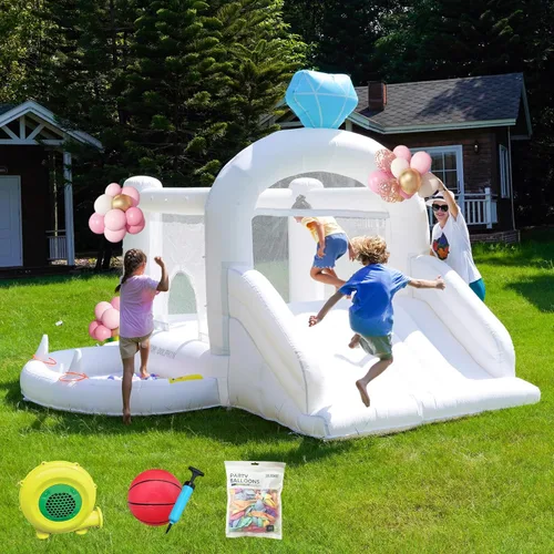 Miniatura 7 de Doctor Dolphin Casa inflable de rebote de agua, casa inflable para niños grandes, tobogán acuático para patio trasero, parque acuático inflable