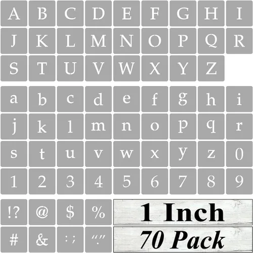 Miniatura 13 de Plantillas de letras del alfabeto de 5 pulgadas para pintar, paquete de 70 plantillas de letras y números con letreros para pintar sobre madera