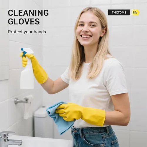 Miniatura 9 de 3 pares de guantes de goma para lavar platos, guantes reutilizables para el hogar para lavar platos, limpieza de cocina, pintura, jardinería