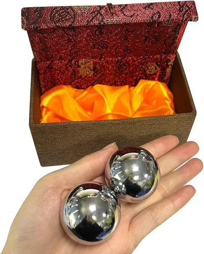 Miniatura 3 de Denpetec 2 bolas de baoding chinas, para ejercicio, salud, estrés, con caja, meditación, masaje, balonmano