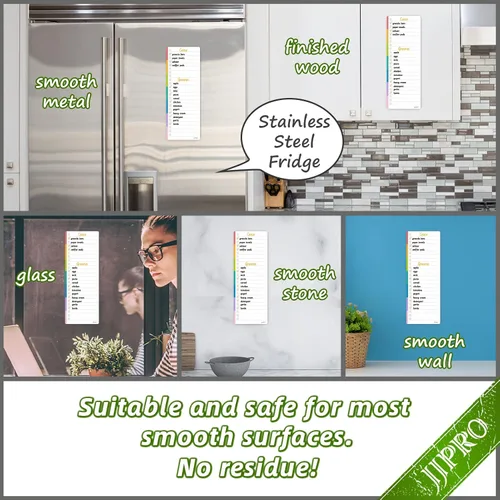 Miniatura 2 de JJPRO Calcomanías coloridas reutilizables para pizarra blanca, 4 x 11 pulgadas, paquete de 3 para todas las superficies lisas, no magnéticas, se
