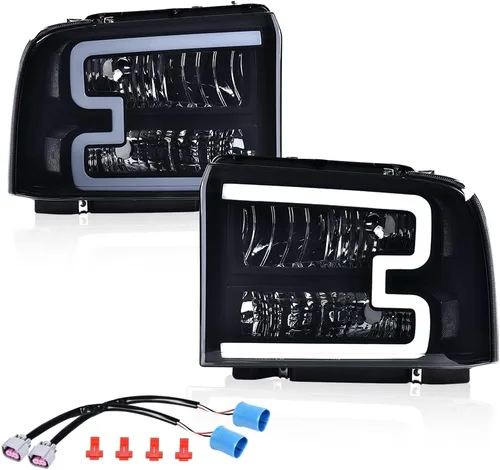 Miniatura 28 de G-PLUS Faros delanteros delanteros para Ford F250 F350 F450 F550 Super Duty 1999-2004; compatible con Ford Excursion 2000-2004 lente transparente