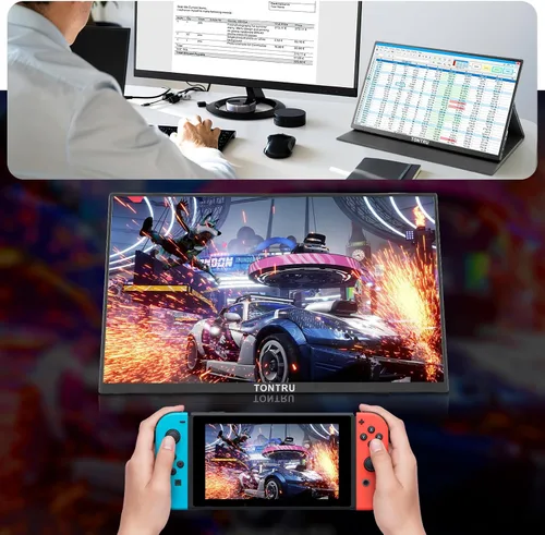 Miniatura 5 de Monitor portátil de 15.6 pulgadas Full HD 1080p, conectividad USB-C y HDMI, diseño ultra delgado, altavoces integrados, compatible con laptop, PC