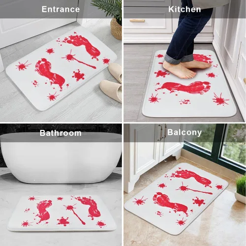 Miniatura 7 de Vanleonet Alfombra de baño de Halloween, huella sangrienta, huella de sangre impresa, alfombra de baño antideslizante y absorbente, decoración