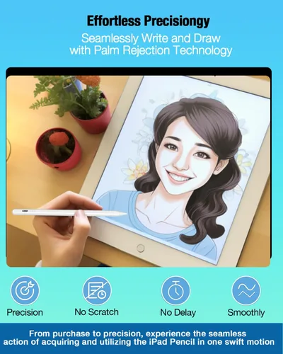 Miniatura 6 de Lápiz óptico para iPad con rechazo de palma y carga rápida compatible con Apple iPad Pro (2018-2022), iPad Air 3/4/5, iPad10/9/8/7/6, iPad Mini 5/6