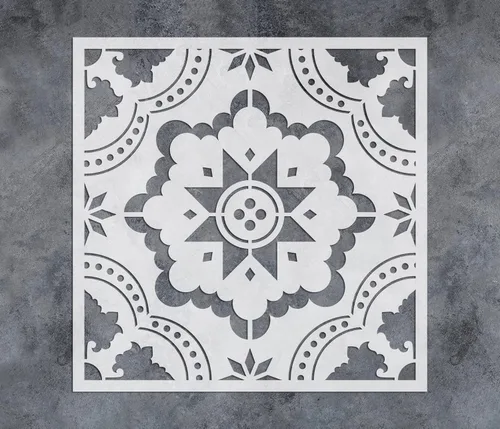 Miniatura 6 de GSS Designs - Plantillas de azulejos reutilizables, plantillas grandes de piso de 12 x 12 pulgadas para pintar hormigón, patio y paredes