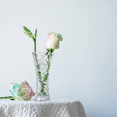 Miniatura 9 de Kanpura Florero de cristal transparente de 7.6 pulgadas, jarrón de cristal grueso para flores y decoración navideña, diseño de girasol (1 unidad)