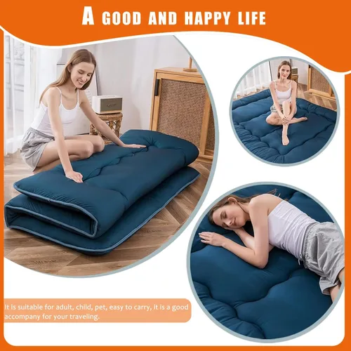 Miniatura 4 de QQP Colchón de futón japonés plegable de tatami, tapete portátil para adultos y niños, tapete para dormir adecuado para campamento, habitación