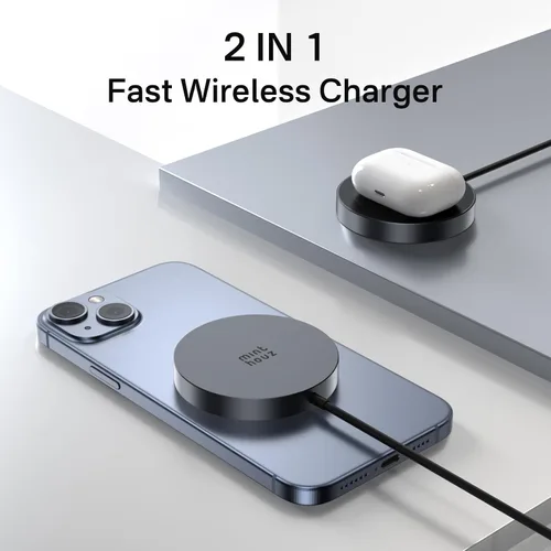 Miniatura 4 de Cargador inalámbrico magnético, cargador inalámbrico Minthouz de 15 W de carga rápida para iPhone, almohadilla de carga inalámbrica segura para Negro