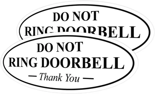 Miniatura 22 de All Quality Cartel de agradecimiento ovalado con texto en inglés «Do not Ring DOORBELL», color negro, pequeño, 1 paquete