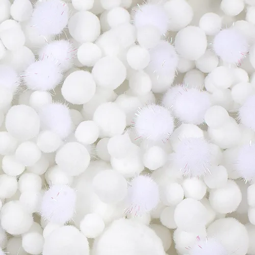 900 PIEZAS Pompones, Pompones Blancos a Granel para Artes y Manualidades, Pompones de Manualidad Suaves y Esponjosos, Pompones Surtidos de Varios