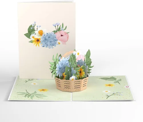 Miniatura 2 de Lovepop Tarjeta desplegable diaria para ella y él – Tarjetas de felicitación 3D para niños, niñas, hombres y mujeres – Cesta de hortensias – Tarjeta