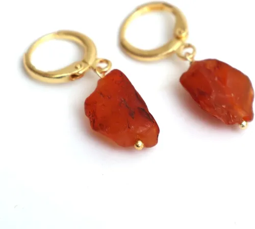 Miniatura 54 de Gempires Handmade Gemstone Hoop Earrings Raw Crystal Dangle Jewelry Hypoallergenic Gold Plated Lightweight Elegant Jewelry Gifts For Women